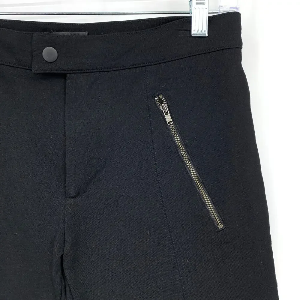 J. Crew Pixie Ponte Skinny Pant Womens Size 4 Zipper Details Black Snap Front